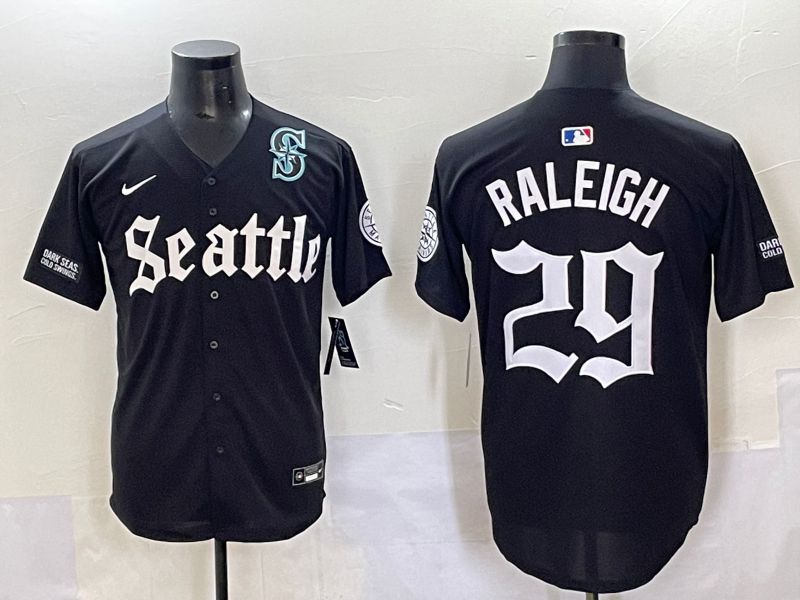 Men 2025 Seattle Mariners #29 Raleigh Black Five generations Joint Name Nike MLB Jersey style 62349->seattle mariners->MLB Jersey